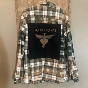 Bon Jovi Up-cycled flannel shirt